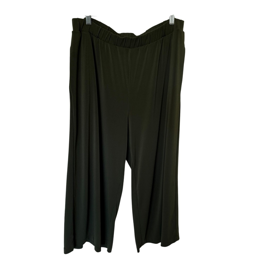 Banana Republic Wide Leg Pants Women XL Olive Green Excellent Elastic Waist